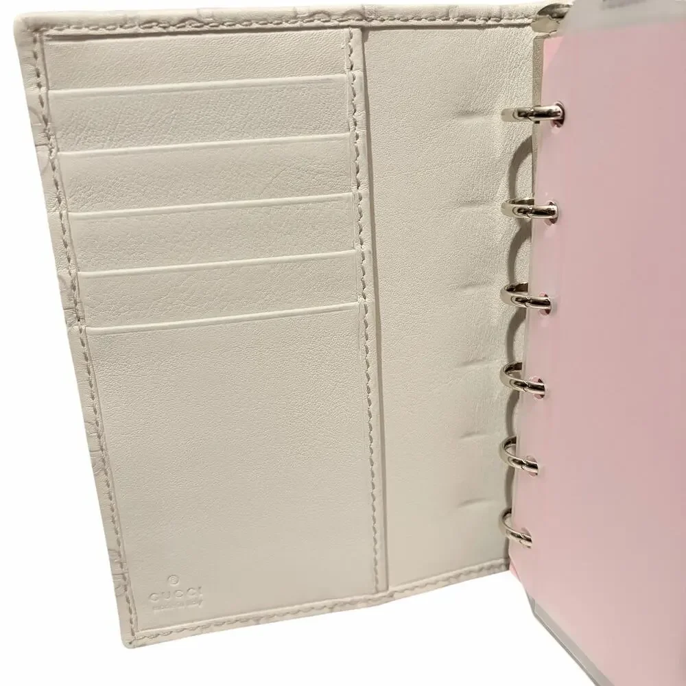 Gucci Guccissima Ivory Leather Agenda Planner w/ Heart Clasp & Inserts / Pen